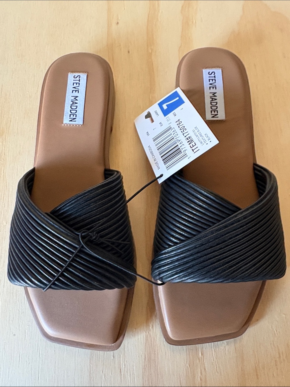 Steve Madden Black Braided Crossover Slide Sandals